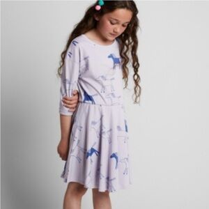 Tea collection purple lavender horse dress girls Sz 8 100% cotton LS